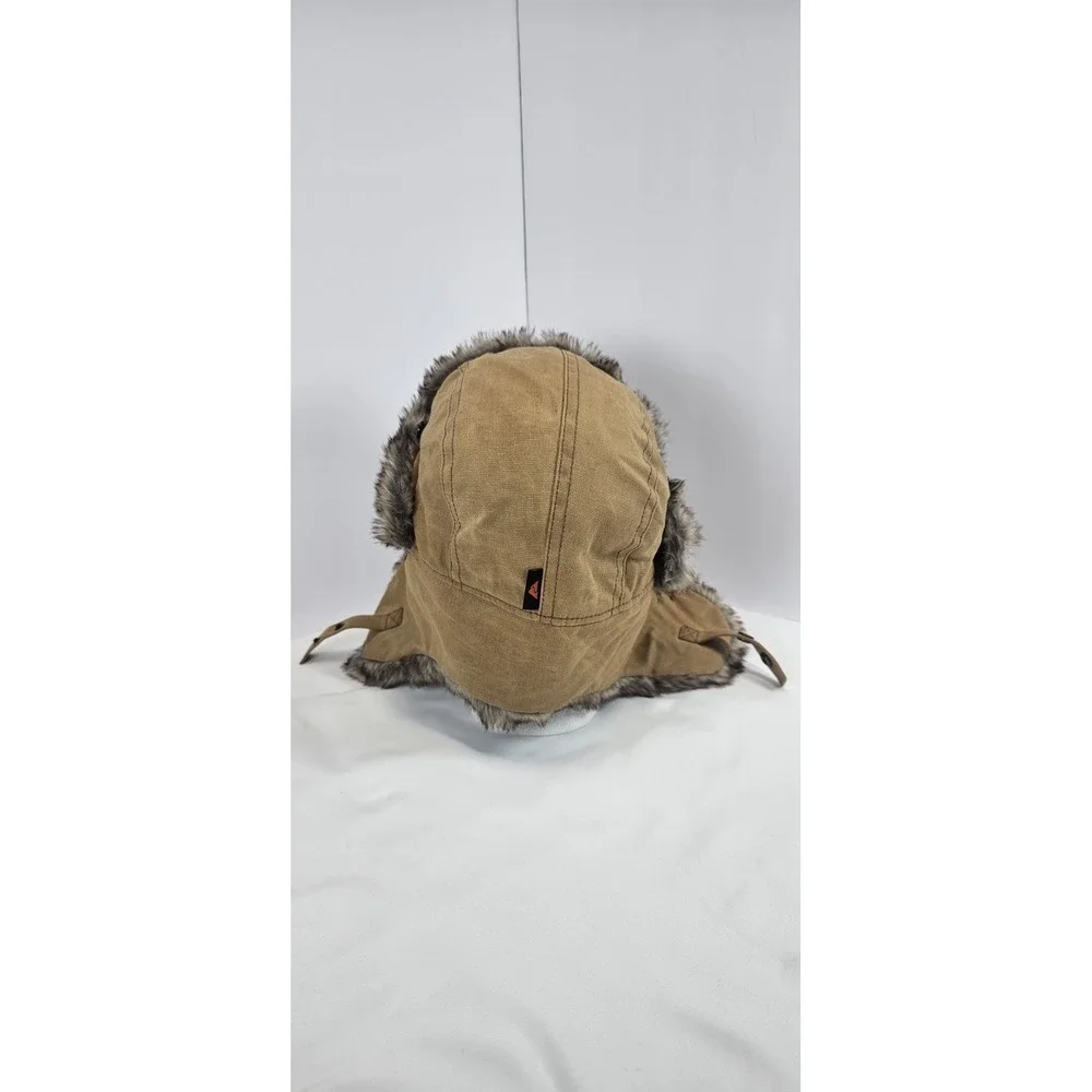 Ozark Trail Faux Fur‎ Trapper Hat Brown Canvas Winter Ear Flap Warm OS